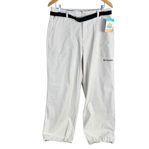 Columbia Light Gray Straight-Leg Outdoor Pants with Black Belt Accent